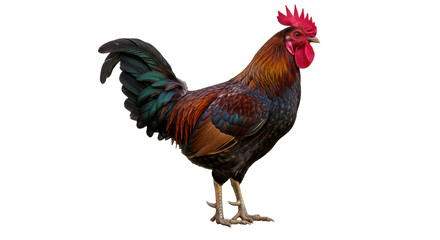 Isolated Colorful Rooster with Detailed Feathers
