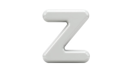 Isolated Glossy White Letter Z Alphabet