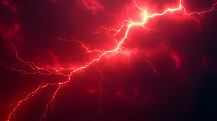 A red lightning bolt is shown in the sky