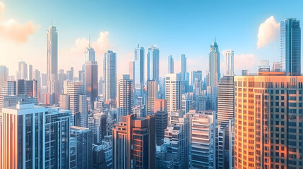 Fototapeta premium A city skyline with many tall buildings