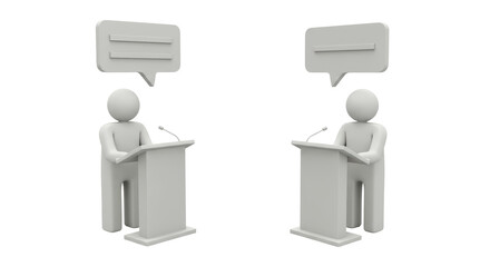 Isolated Minimalist Public Debate Figures Podium