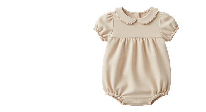 Isolated Adorable Beige Baby Romper Soft Cotton