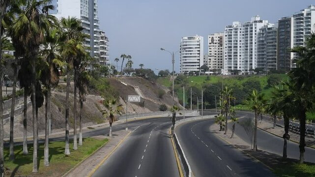 empty city and hightway(via expresa) with not people and car durant,covid 19 virus miraflores city lima peru,not car,not people,america souh america