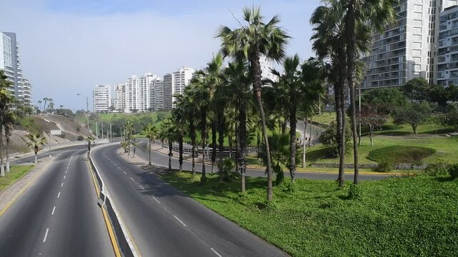 empty city and hightway(via expresa) with not people and car durant,covid 19 virus miraflores city lima peru,not car,not people,america souh america