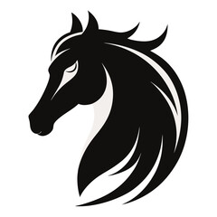 Horse head silhouette vector, Horse head silhouette in a crazy, elegant posture.