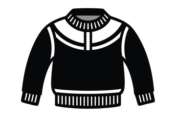 Black sweater boasts a stylish white stripe pattern near the collar and torso