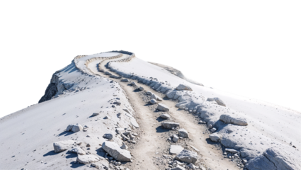 Mountainous Landform With Serene Winter Path