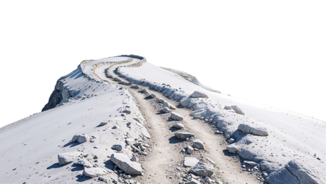 Mountainous Landform With Serene Winter Path