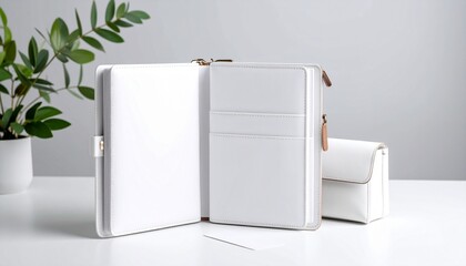 empty traveling luggage bag mockup on white background