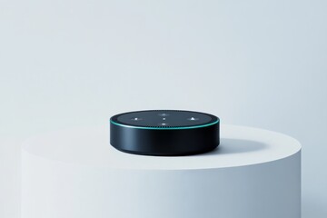 Smart home device on minimalist white background - modern technology concept