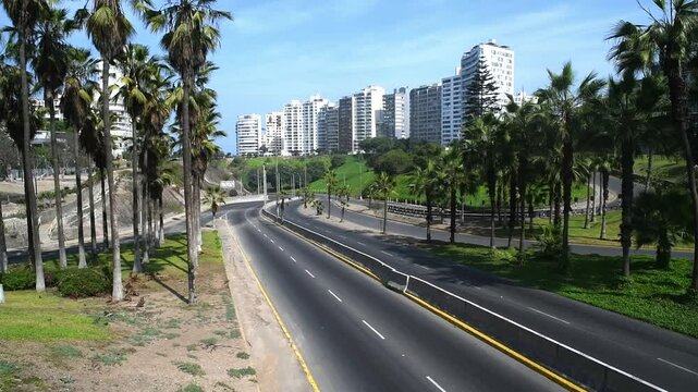 empty city and hightway(via expresa) with not people and car durant,covid 19 virus miraflores city lima peru,not car,not people,america souh america
