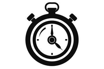 Fototapeta premium Isolated stopwatch symbol, black silhouette, with two buttons and hands indicating passage of time