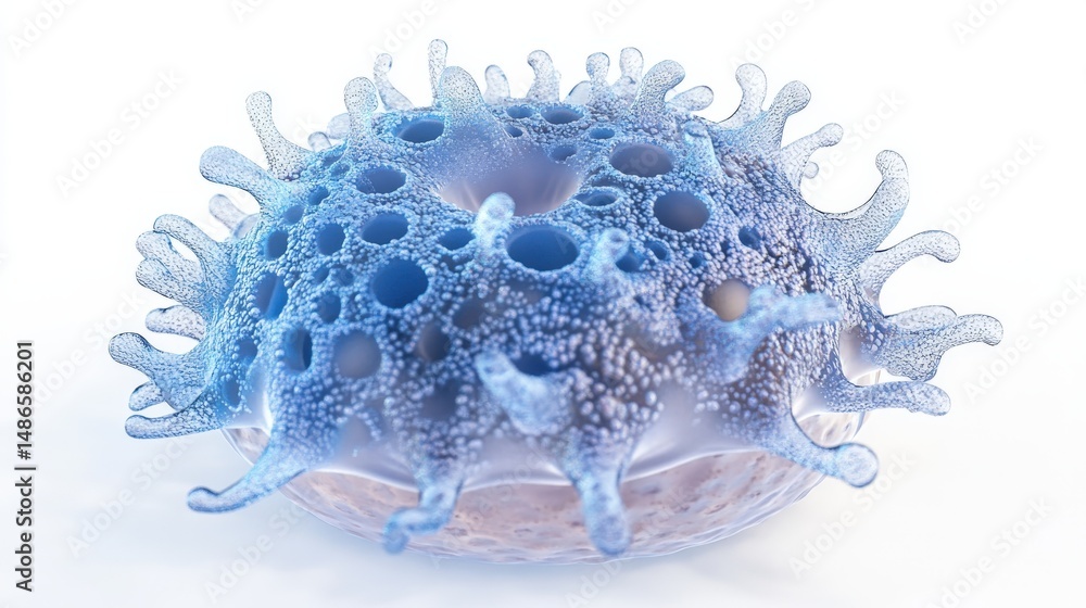 Poster 3d rendering of a complex biological cell structure.