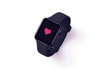 Modern fitness tracker with heart icon for health and wellness concept