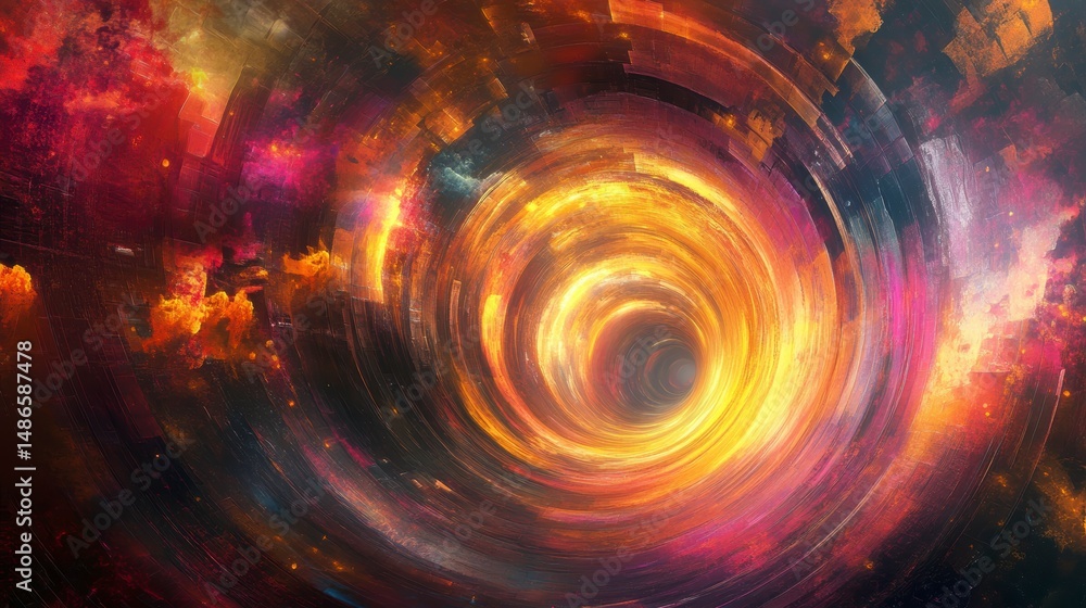 Aufkleber abstract swirling cosmic vortex with vibrant colors and nebula textures.