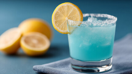 Refreshing blue curaçao mocktail with lemon foam garnish for summer parties