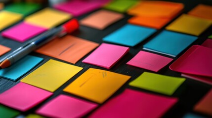 Colorful sticky notes for planning and organization