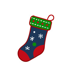 Colorful Christmas stocking decorated with snowflakes and dots  