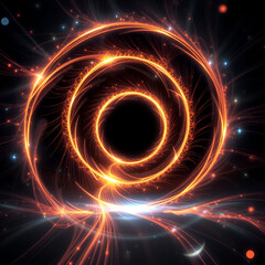 Warped circle fractal light trails. Glowing abstract plasma portal. Fantasy glowing plasma ball. Plasma energy background. Way to nother universe.