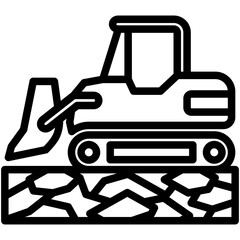 Backhoe Loader mini illustration black outline icon, use for civil engineering, industry, construction, UI, UX kit, app and web development, digital or print.