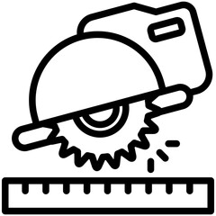 Concrete Saw mini illustration black outline icon, use for civil engineering, industry, construction, UI, UX kit, app and web development, digital or print.