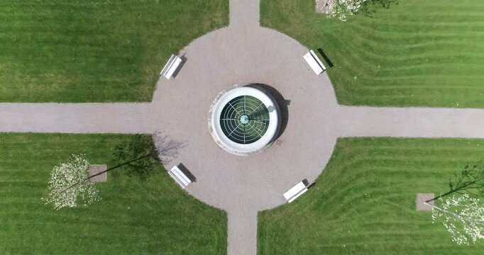 Kirkepladsen in Christiansfeld, Denmark - drone lift up