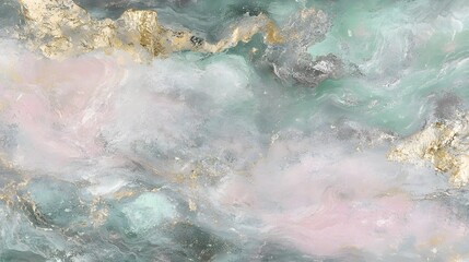 Abstract Green Pink Gold Marble Texture Background