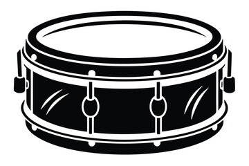 The minimalist black and white snare drum icon stands out with simple elegance