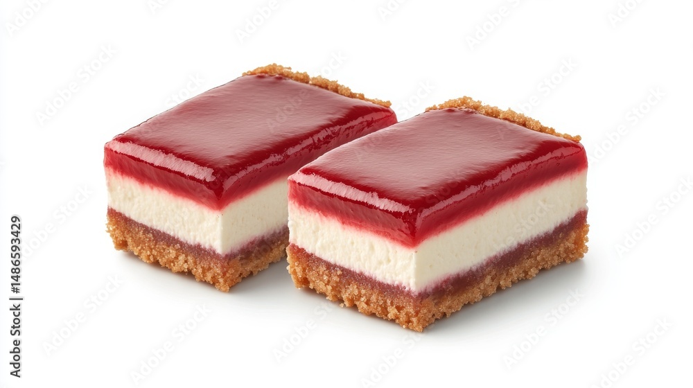 Poster The white plate is filled with mini desserts, all of which are topped with icing and feature an array of different garnishes