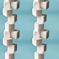 sugar cubes stacked with soft shadows