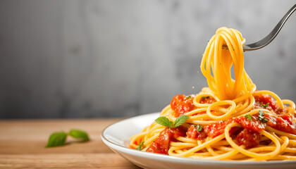 Creamy tomato-infused pasta with fresh basil, simple style. with white shades