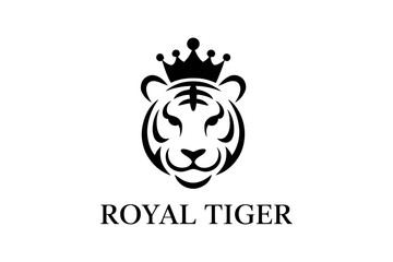 Royal tiger king logo design vector illustration