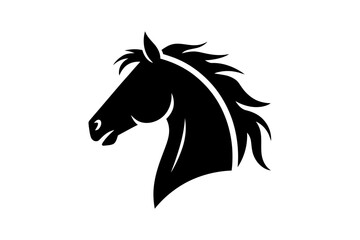 Elegant black horse head profile vector illustration