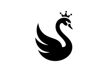 Swan logo design elegant bird with crown vector art