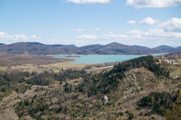 Wonderful scenery around the artificial Plastira lake, Karditsa, Greece