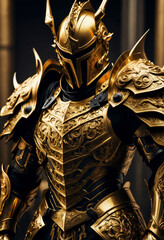 Golden Knight in Detailed Armor