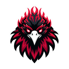Dynamic and fierce vector esports logo featuring a stylized bird with flames and intense colors for branding and team representation