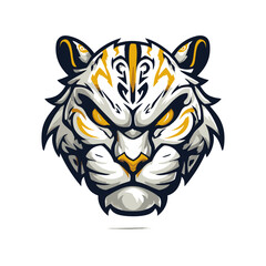 Obraz premium Striking vector esports logo featuring a fierce tiger head with bold colors and intricate details