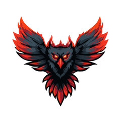 Fototapeta premium Vector esports logo featuring a fierce bird design with dynamic red and black colors, ideal for competitive gaming teams and branding