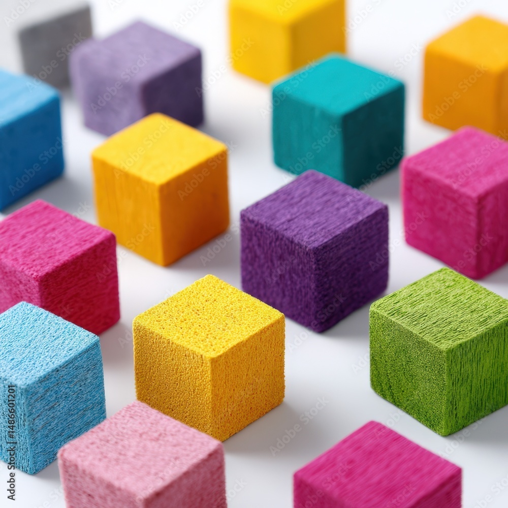 Poster colorful cubes pattern bright texture background design abstract geometric shapes