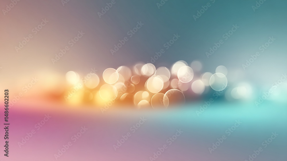 Poster dreamy bokeh lights floating over soft gradient, ethereal and gentle vibe