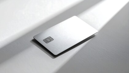 Silver Rectangular Object on White Surface with Subtle Embossed Design and Shadows