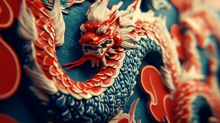 Fototapeta premium Intricate Chinese Dragon Sculpture Design