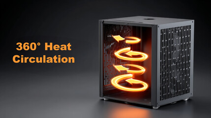 Internal cutaway view of air circulation animation in electronic device design