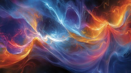Fototapeta premium Abstract swirling fiery and icy blue and orange energy, nebula, cosmic clouds.