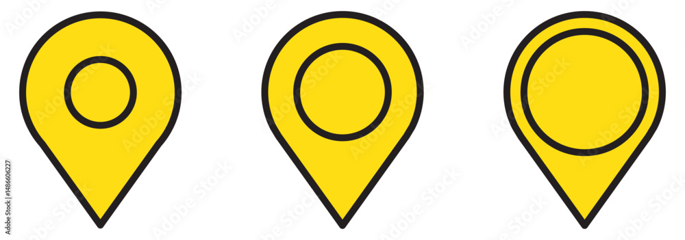 Poster location icon set map pointer pin sign symbol black outline destination icon place address navigatio