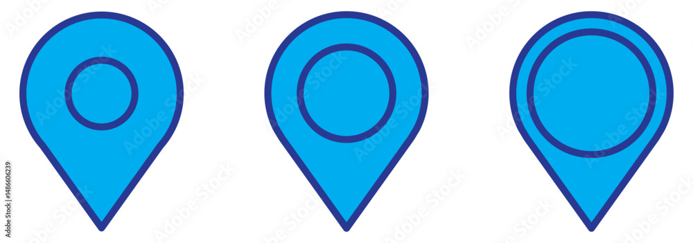 Poster location icon set map pointer pin sign symbol black outline destination icon place address navigatio
