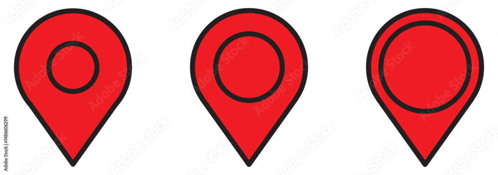 Poster location icon set map pointer pin sign symbol black outline destination icon place address navigatio