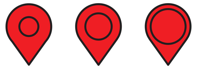 location icon set map pointer pin sign symbol black outline destination icon place address navigation locator icon.