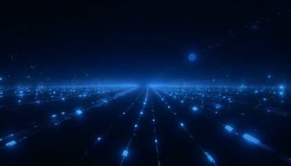 Fototapeta premium featuring a network of interconnected lines and geometric shapes in shades of blue and cyan against a transparent background.